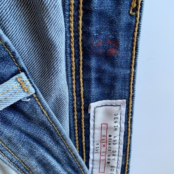 edc Denim & Dry Goods by Esprit Colorblock Jeans Light Dark Blue Patch - Picture 6 of 14